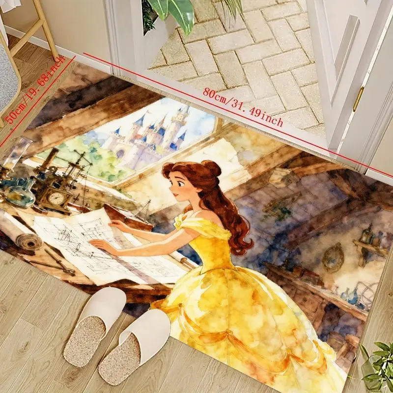 

1 шт. ковер на тему красавицы и чудовища для декора гостиной и спальни, уютный входной ковер для дома, прочный нескользящий коврик