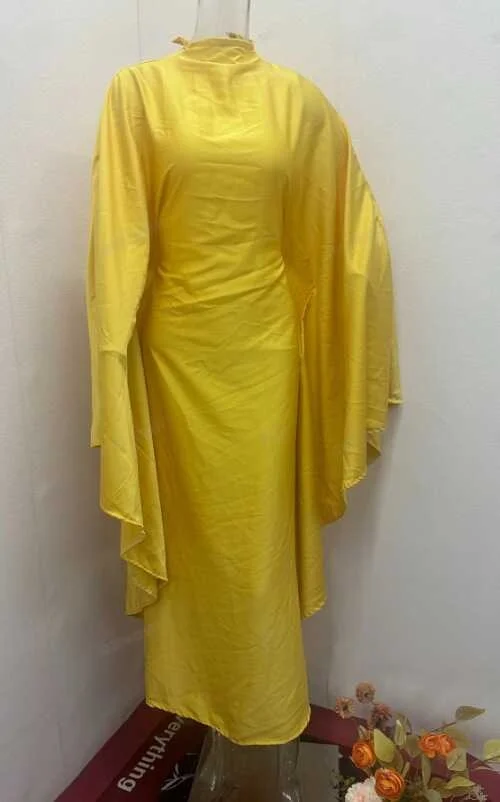 루즈 캐주얼 롱 드레스 여성용 솔리드 컬러 라운드 넥 배트윙 셔츠 스타일 봄 여름 가을 겨울 패션 여성 드레스