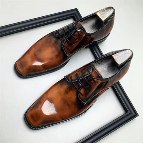 

2025 New Men's First-layer Cowhide Gentle Dress Leather Open-edged Beaded Fashion Groom Oxford Loafers Shoes