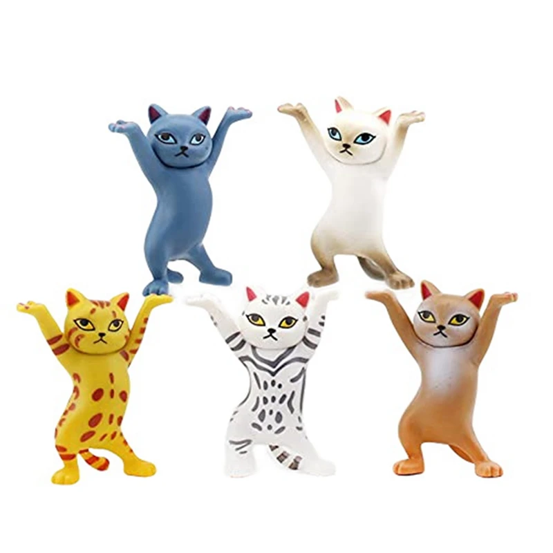 

5 PCS Dancing Cat Holder Headset Stand Cat Coffin Dance Cat Pen Holder Desktop Display Stand Cute Decoration