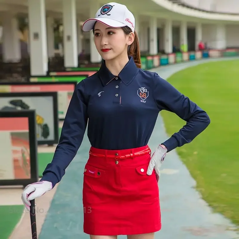 TTYGJ Golf Sports Wear Female Polo Shirt Long-sleeved Golf T-shirt Women Breathable Jersey Ladies Spring Autumn Casual Tops S-XL