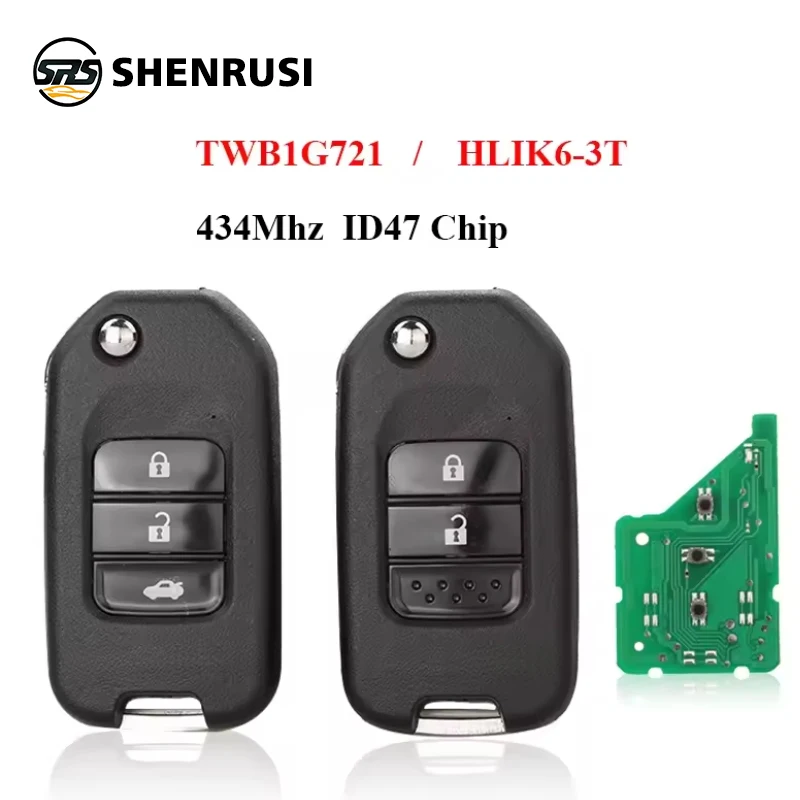 

SHENRUSI 2/3BTN дистанционный ключ для Honda Civic Accord City CR-V Jazz XR-V Vezel HR-V FRV Spirior JADE 433 МГц HLIK6-3T/TWB1G721