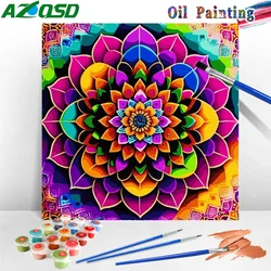 AZQSD Painting By Numbers Mandala Flower Coloring By Numbers Floral Handmade Europe Decorative Unique Gift  Wall Decor