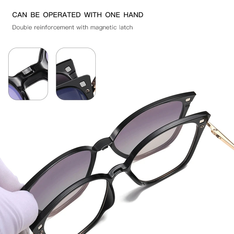OKH Polarized Sunglasses for Women Clip-on Magnetic Sunglasses Fashionable Cat Eye Glasses Prescription Glasses for Myopia - view 4