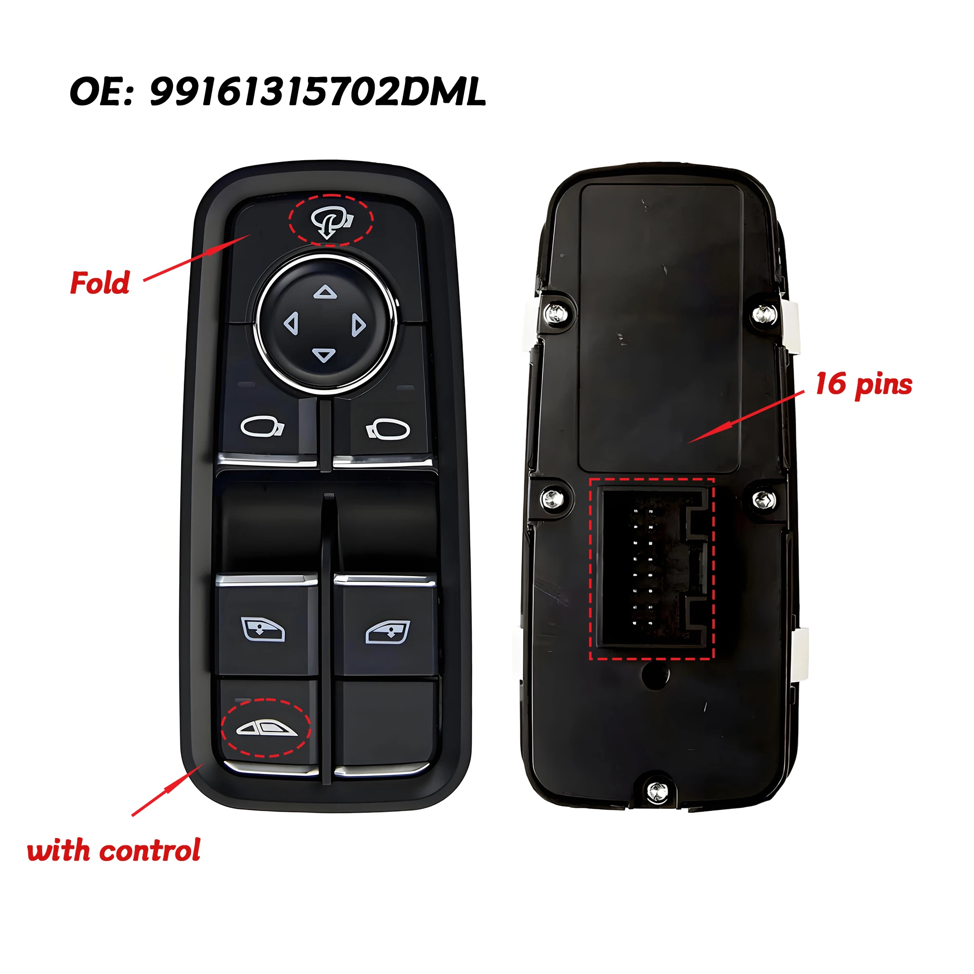 99161315702DML For Porsche 911 718 991 Boxster Cayman Carrera 2012-2021,Electric Master Window Power Control Switch Button