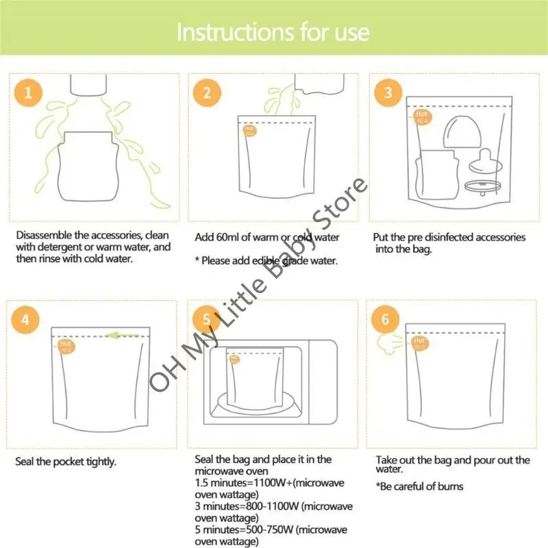 M76C Набор из 10 многоразовых пакетов для стерилизации, 20 раз/пакет для детских бутылочек в микроволновой печи