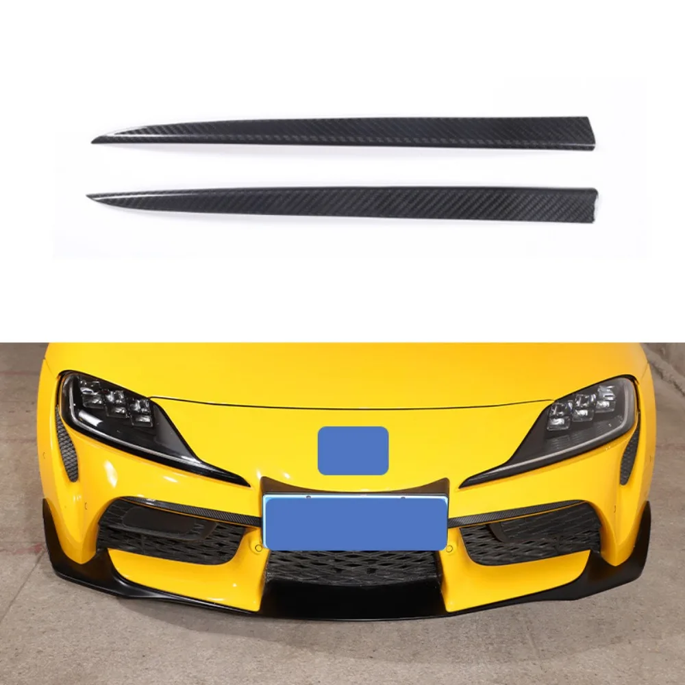 Front Fog Lamp Eyebrow Trim Strip True Carbon Fiber 2-piece Set For 2019-2022 Toyota Supra