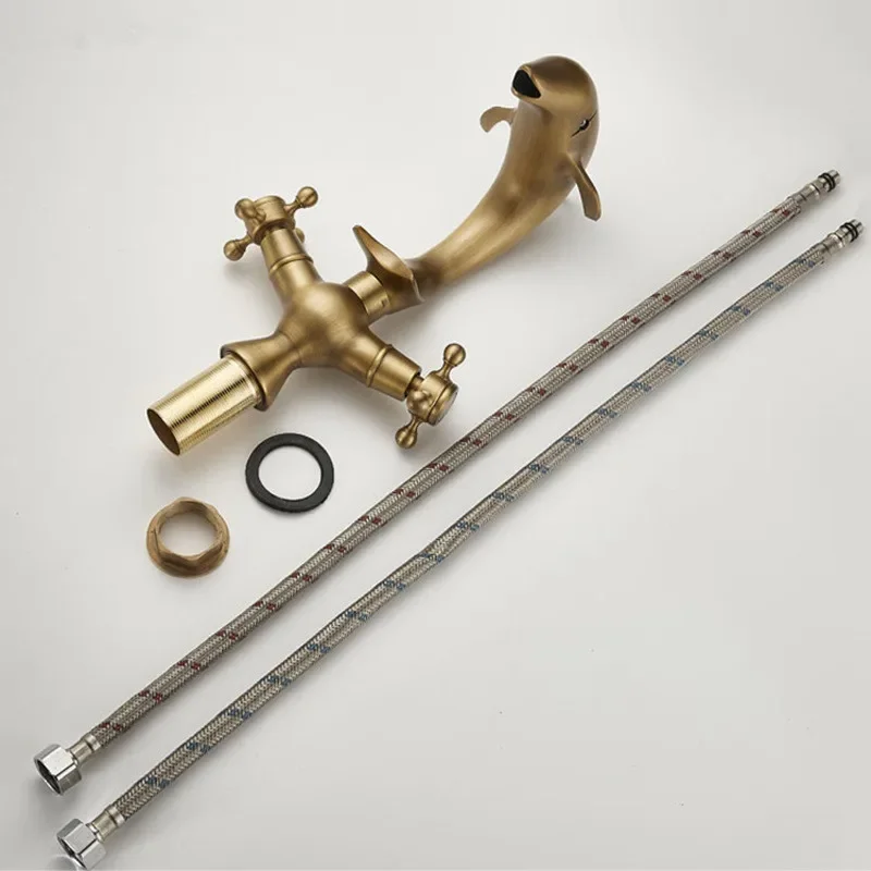 Bathroom Faucet Brass Dolphine Bathroom Basin Cold And Hot Water Mixer Sink Tap Single Handle Deck Mounted  Tap