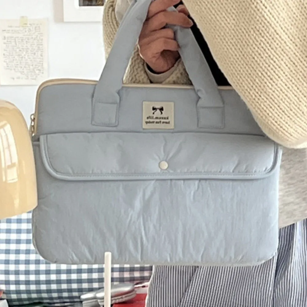 

Простые портативные сумки для ноутбуков 15,6 дюйма, легкий чехол для ноутбука с бантом, двойная молния, мультяшный чехол для ноутбука, офисное использование