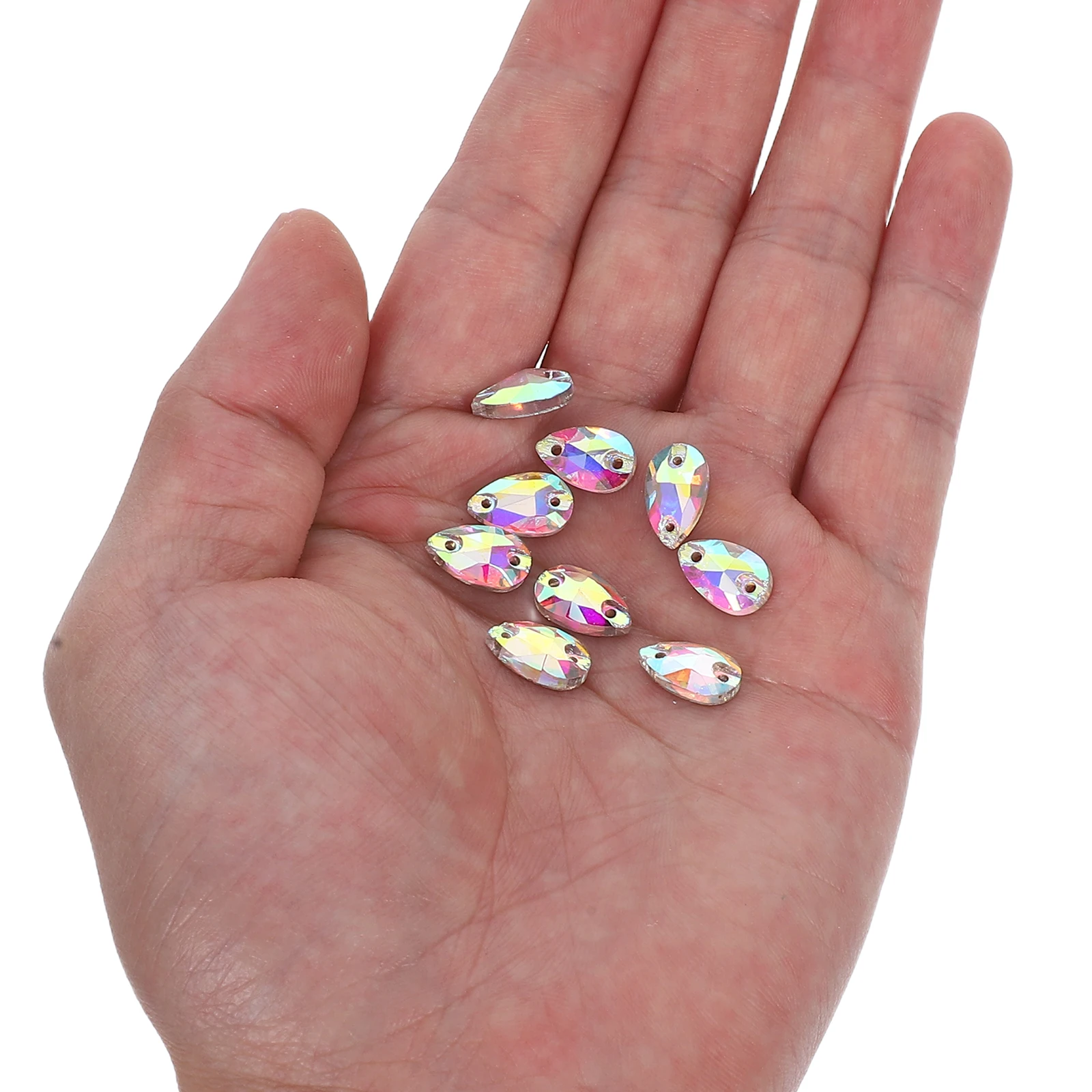 

72pcs Shaped Hand Fashion Sewing Gems Sewing Drill Rhinestones Double Hole Glass Gems for Clothing Shoes Hats Bags DIY
