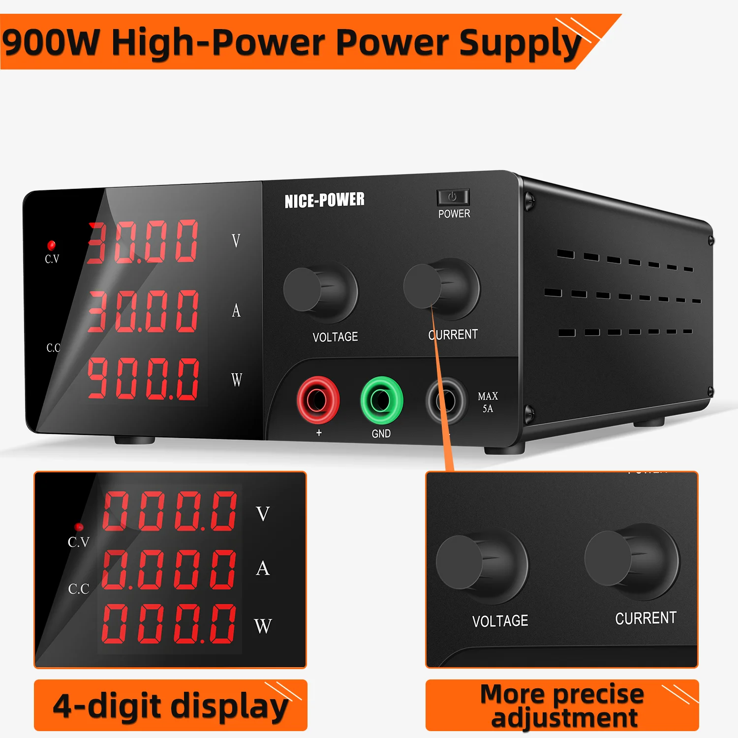 Imagem -04 - Fonte de Alimentação dc Ajustável 900w Laboratório Profissional Regulador de Tensão Atual Faça Você Mesmo 30v 30a 20a 60v 10a 60a 100v 5a 15v