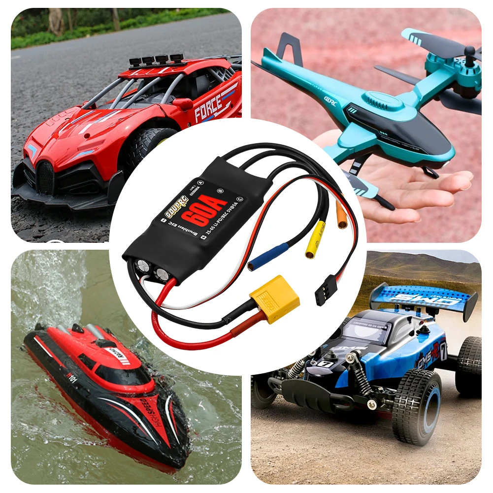 

60A Brushless Electronic Controller with 5V/7A BEC & XT60 Plugs Brushless RC ESC for Drone RC Helicopter Airplane