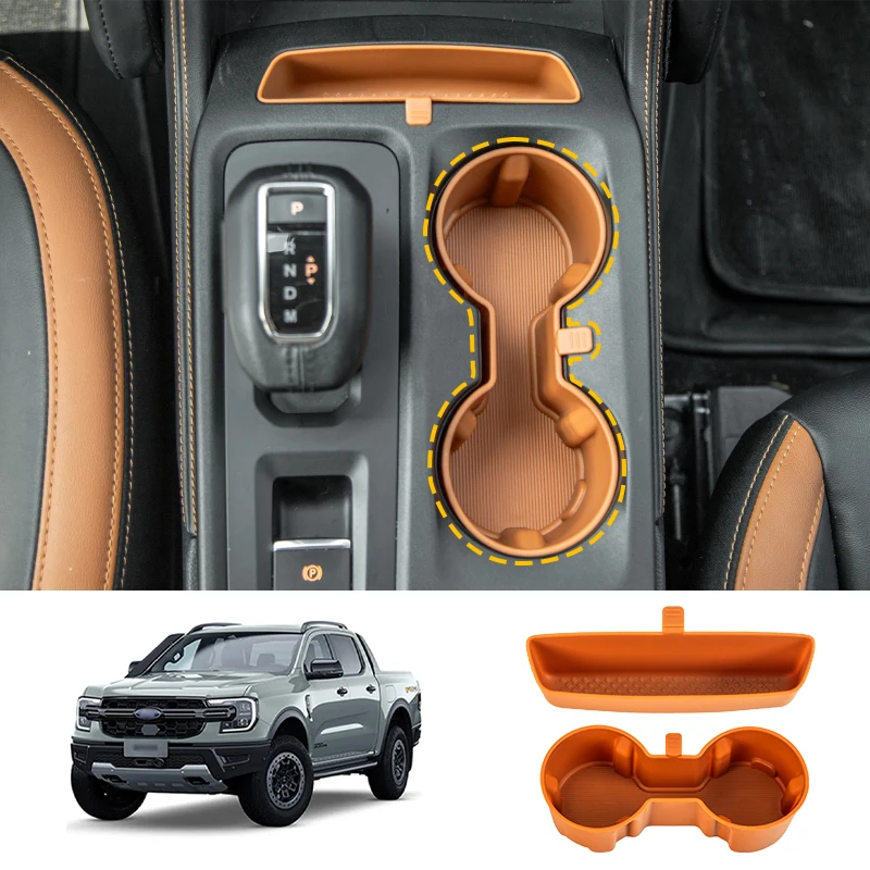 Para Ford Ranger 2024, Control Central, taza de agua, Panel antideslizante, almohadilla protectora, portavasos, estera de almacenamiento, accesorios de Interior de coche