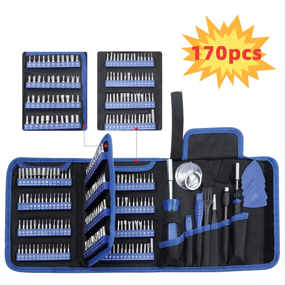 

NEW Precision Screwdriver Set 170 In1 CR-V Screwdriver Bit Magnetic Torx Hex Screw Driver Bits Electronics Repair Tool Kit