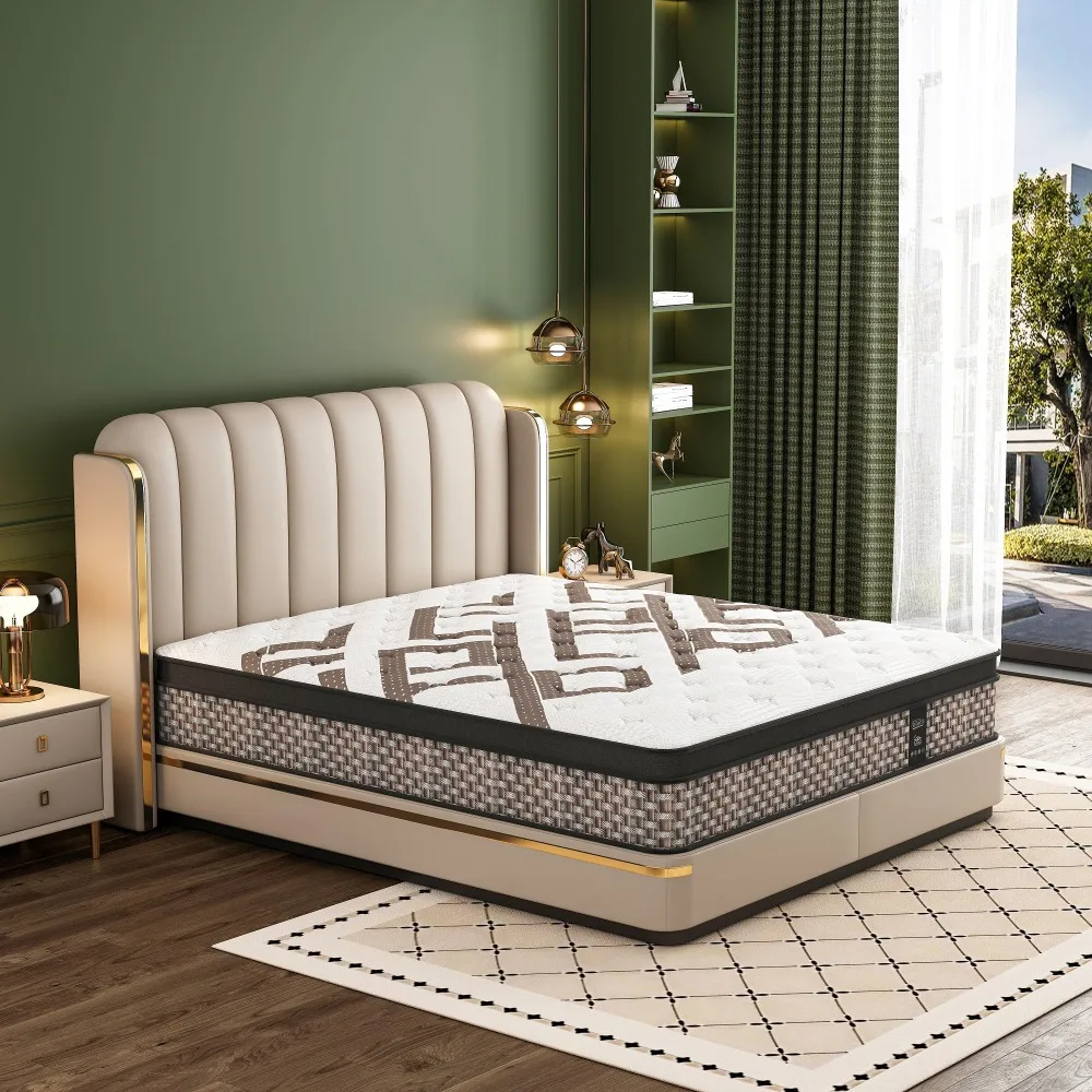 Twin Size Mattress, 14 inch Hybrid Mattress with protector, Edge Support | Cool & Breathable 3D Knit Cover with