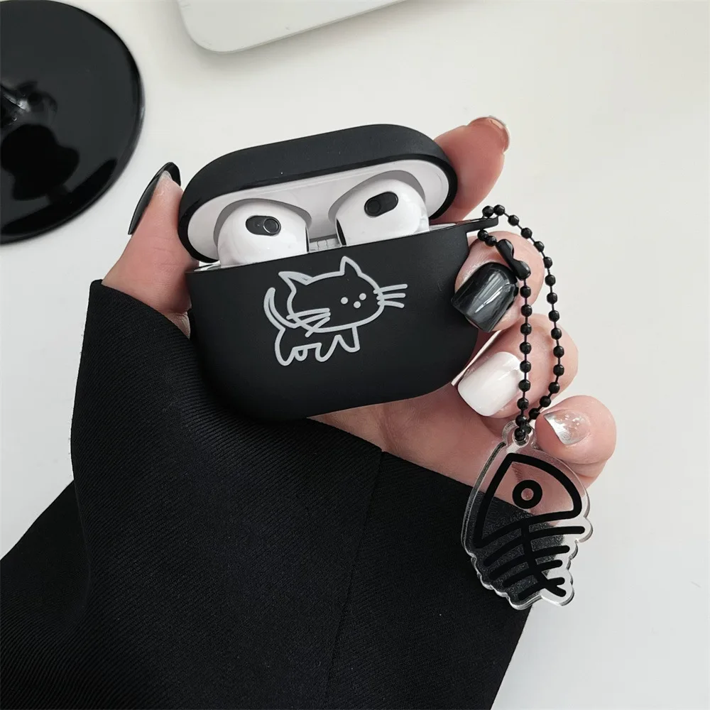 Casing AirPods 1 2 3 Matte kartun lucu, Earphone Bluetooth nirkabel, PENUTUP UNTUK Apple airpods Pro 2nd, casing Funda dengan gantungan kunci