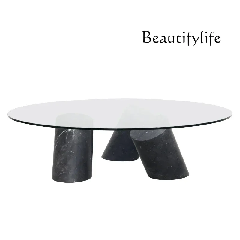 Simple Personality Shaped Natural Marble Coffee Table Nordic round Tea Table
