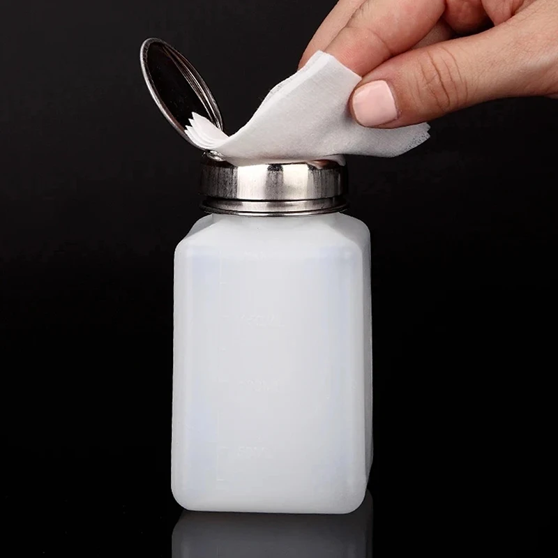 

200ml Liquid Alcohol Bottle Anticorrosive Press Type Bottle With Stainless Steel Cap Industrial Alcohol Dispenser
