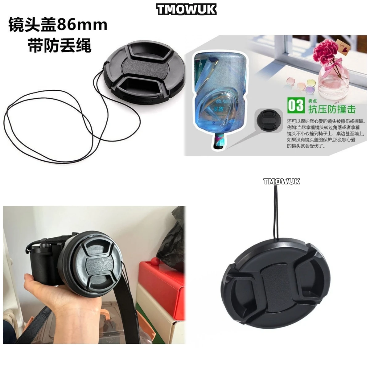 

For FUJIFILM X-T100 X-Pro2 X-A5 X-H2 X-M6 X-E3 X-T70 X-T4 X-T30 X-T1 Camera Lens Cap Protective Cover Center Pinch Snap-on 49mm