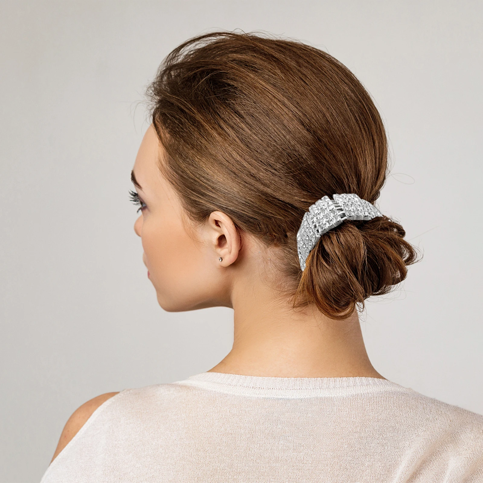 

2pcs Rhinestone Holder Crystal Tie Fine Band For Ponytail Bun Styling Rope Elastic Bands Crystal Elastics Rhinestone Rings Fine