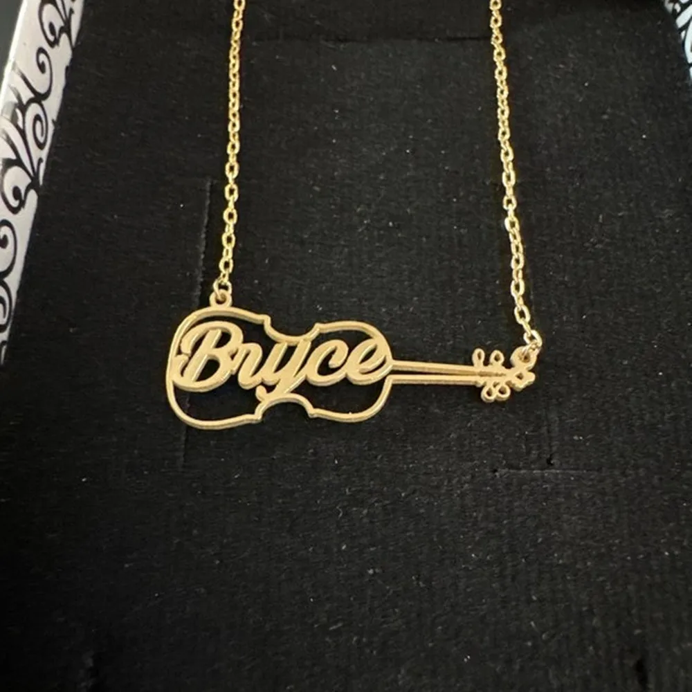 

Персонализированное ожерелье со скрипкой на заказ, позолоченный инструмент из нержавеющей стали, ожерелья по индивидуальному заказу, подарок на день рождения для любителей музыки