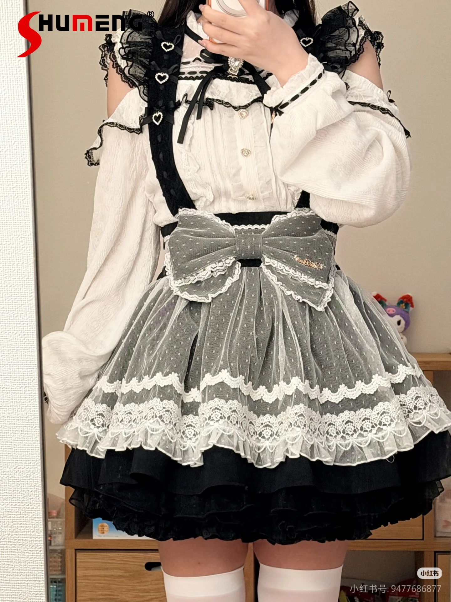 

2026 Spring Liz New Strap Skirts Japanese Style Mass-Produced Bowknot Mesh Sweet Versatile Lolita Girl Suspender Skirt For Women