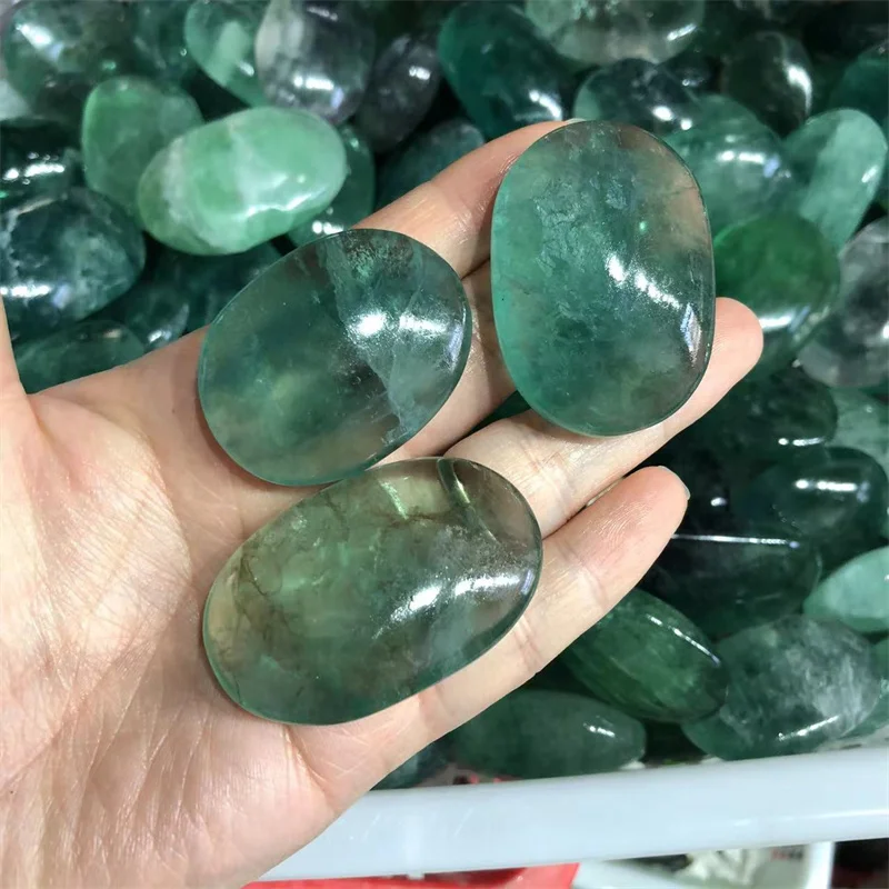 Green Fluorite Palm Stones Polished Quartz Crystal Natural Healing Reiki Massage Gemstones Home Decoration