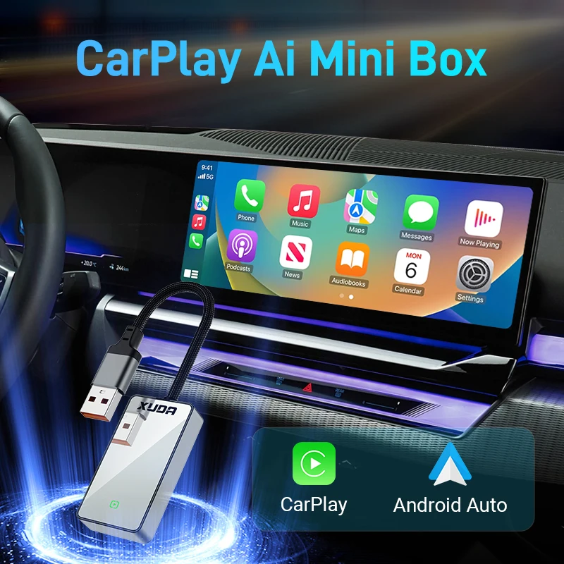 XUDA Wireless Carplay Adapter Android Auto for Toyota Mazda Nissan Camry Suzuki Subaru Citroen Audi Mercedes Opel Spotify BT