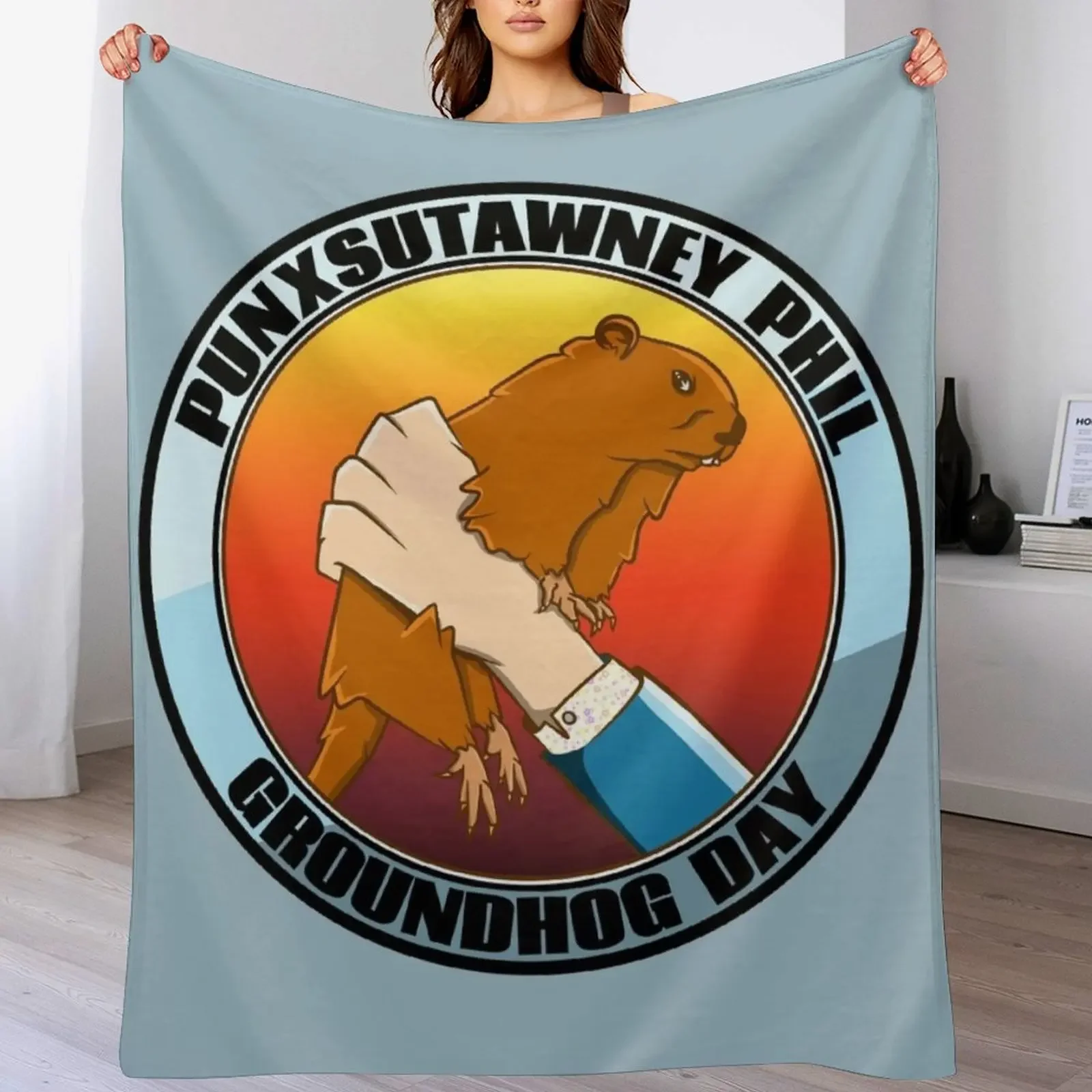 

Groundhogday Punxsutawney Phil Throw Blanket Tourist Flannel Fabric Shaggy decorative Blankets