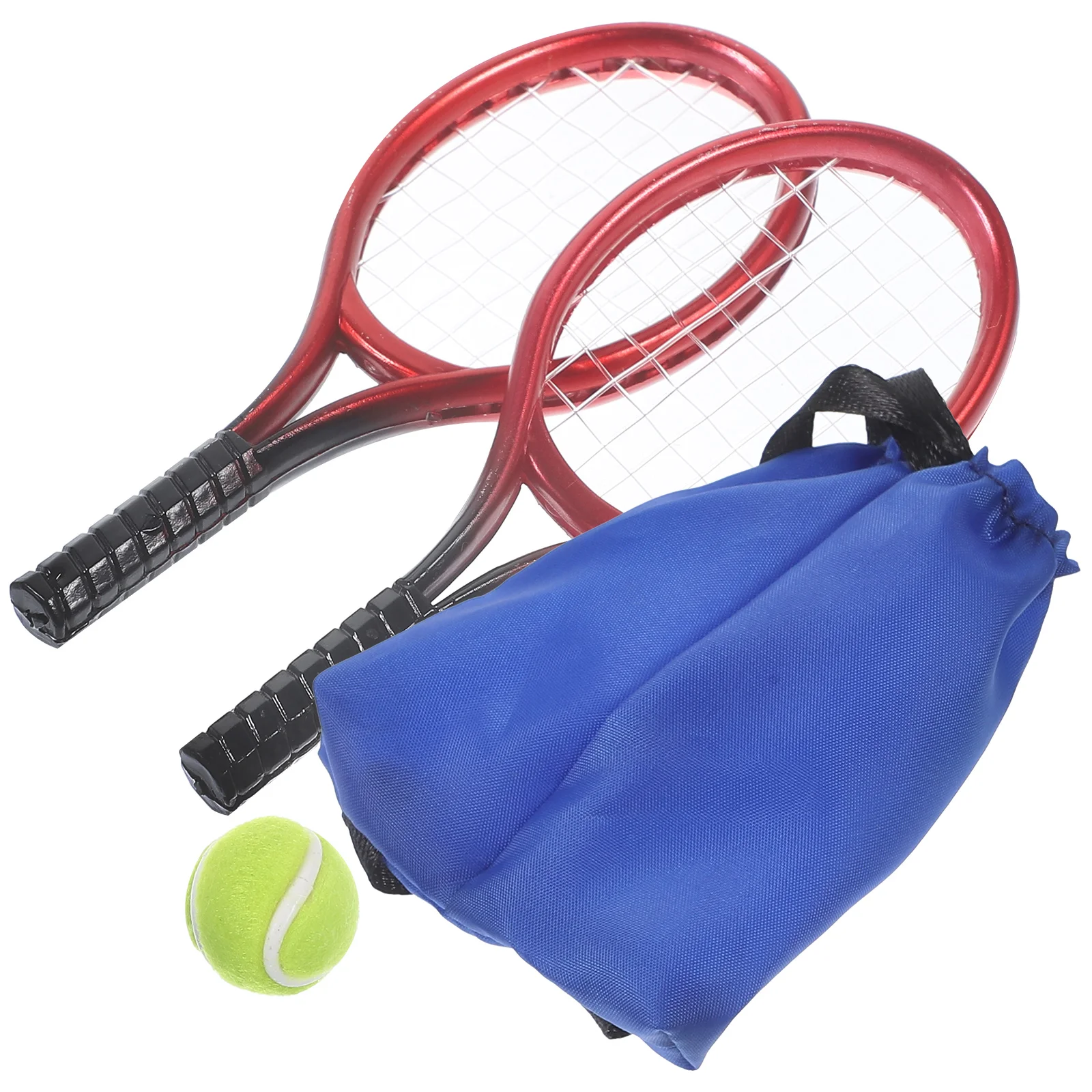 Miniature Bookshelf Tennis Set Toys Desktop Minihouse Racket Net Plastic Accessories