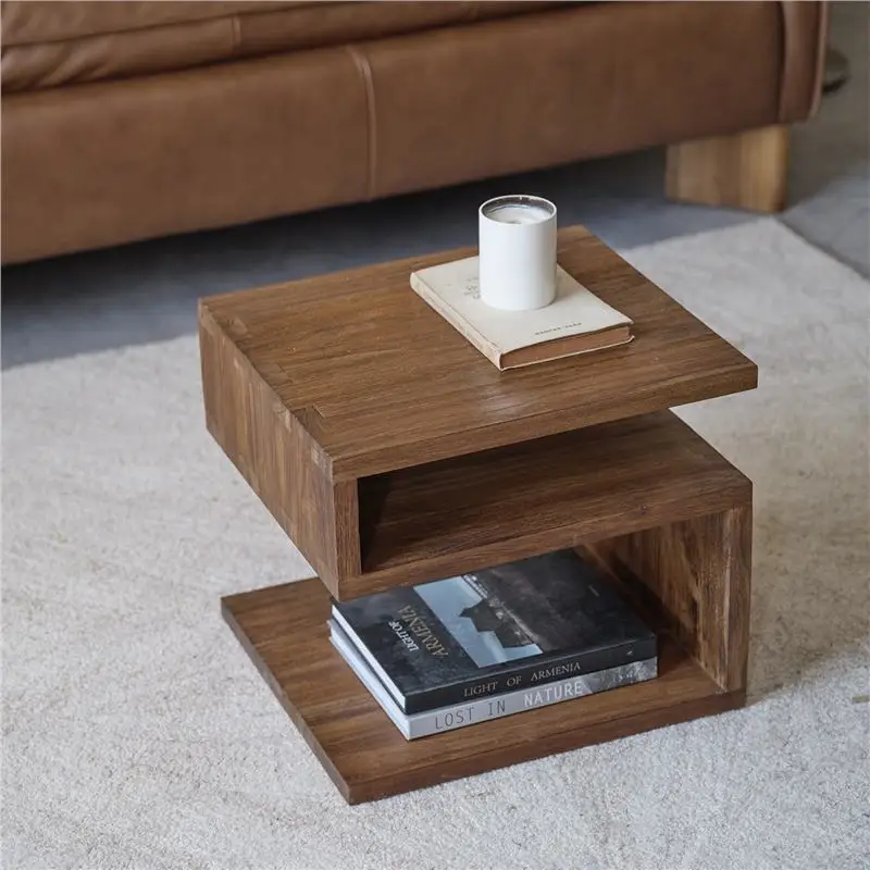 Imported teak furniture Solid wood sofa edge instead of bedside table Small table Mini