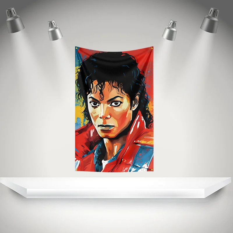 M-Michael Jacksons Flagge, Rockmusik-Band-Banner mit Ösen, HD-Druck Wandteppich für Ausstellungen, Musikband-Fans, Garagendekoration