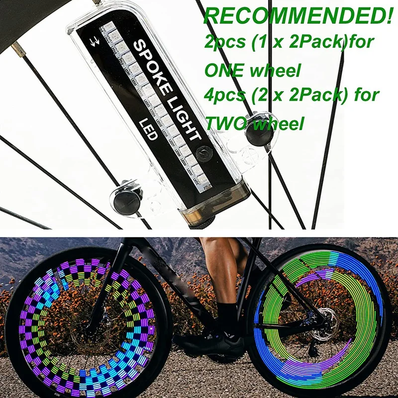 Bike Wheel Lights, RGB LED Waterproof Bicycle Spoke Light, 32 LED Lights 18 Changes Patterns, For 20Inches Or Above Bike