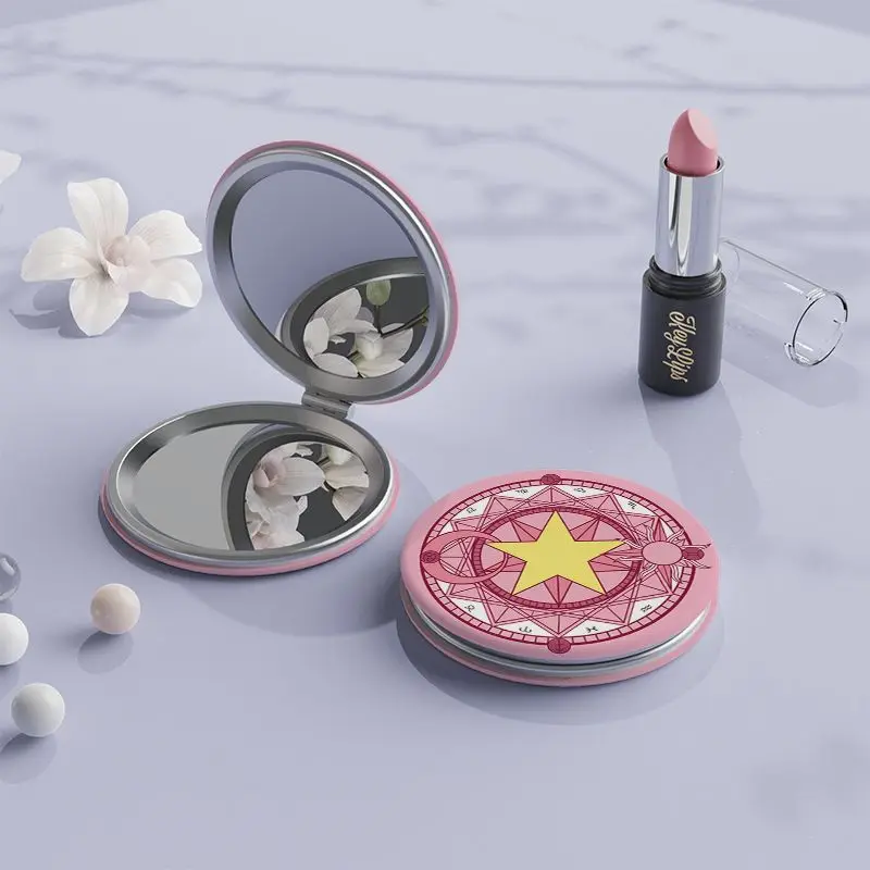 Anime Card Captor Sakura Cosplay Hand-Held Makeup Mirror Gift Fashion Convenient Carry-On Mirror Small Round Mirror Accessories