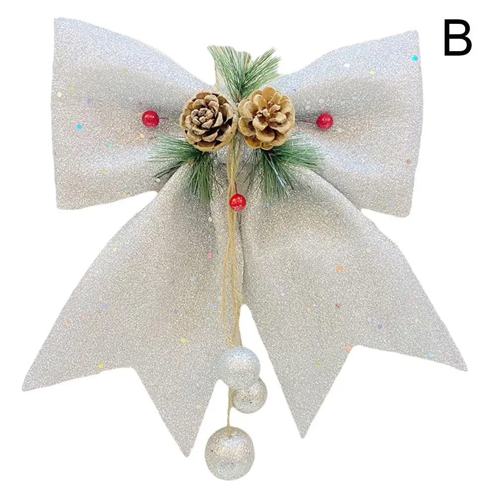 Pérola de algodão ouro em pó arco diy decoração para árvore de natal pingente sino ornamentos grandes para árvore de natal o2g3