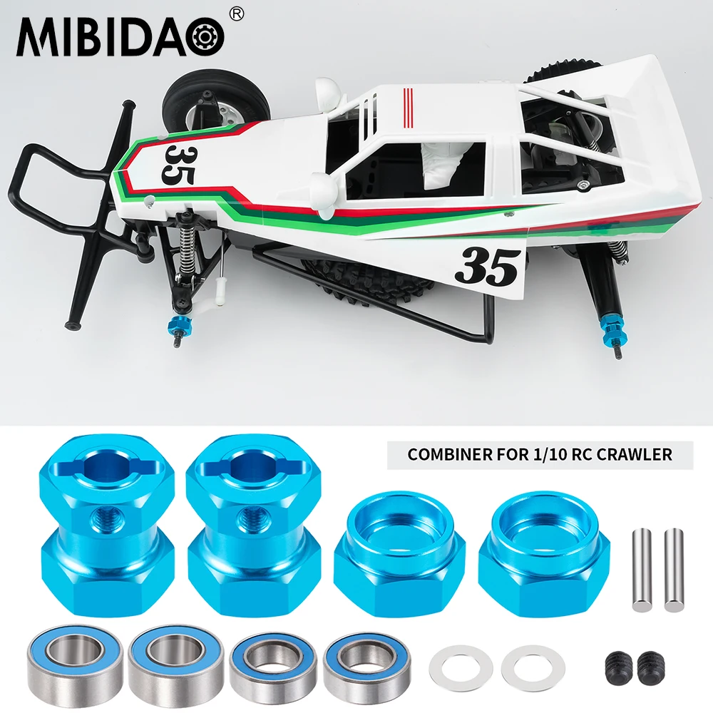 

MIBIDAO 12mm Hex Wheel Hub Extension Adapter Set with Bearings for 1/10 RC Crawler Tamiya 58346 Grasshopper Upgrade Parts