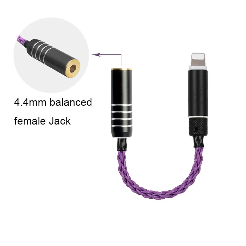 OKCSC HiFi Adapter for iphone Lighting Male Connector 4.4mm 2.5mm Balanced 3.5mm Stereo Female Jack for Earphone Amplifier