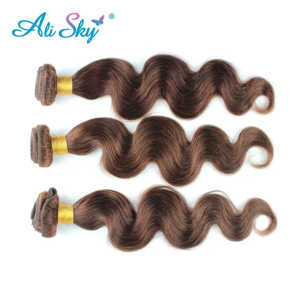 Light Brown Body Wave Brazilian Human Hair Bundles #4 Color 8-22inch Natural Hair Extensions Curls 1/3/4 Bundles Deal Weave Soft