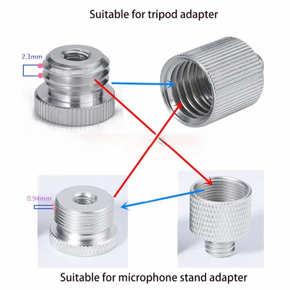 

5/8-Inch Male To 1/4-Inch Female Mic Screw Adapter Aluminum Alloy Tripod Stand For Mic Stand Tripod Stand With 1/4” Threads