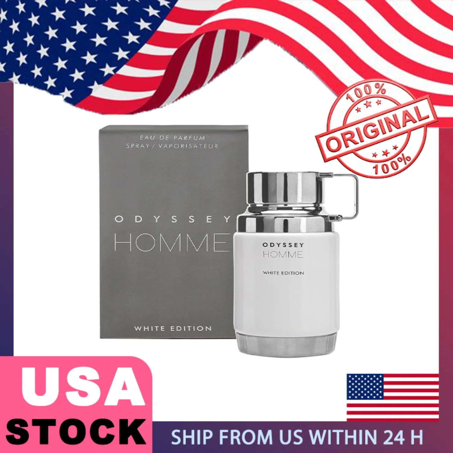 

100ml Original Arab Perfumes High Quality Odyssey Homme White Edition Men's Cologne EDP Spray Lasting Spicy Wood Fragrance Gift