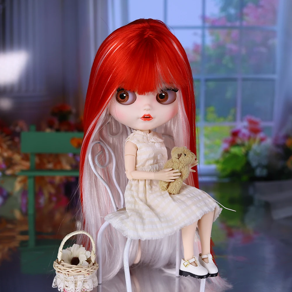

Кукла ICY DBS Blyth 1/6 BJD30см с белой кожей, в красно-белую полоску, с открытым ртом, можно выбрать с нюдовым телом, и т.д.