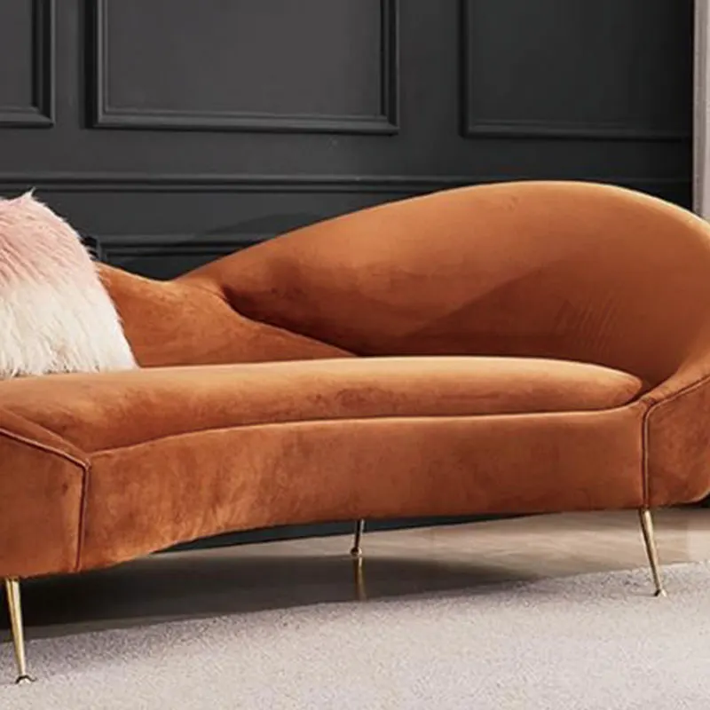 Beauty Salon Clothing Store Living Room Sofa Set Modern Luxury Curved Sofa With Gold Leg