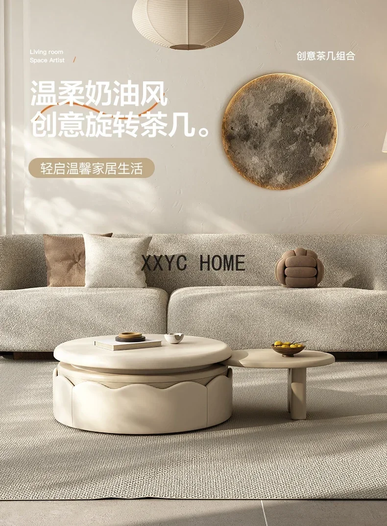 Modern Simple round Combined Tea Table Home Creative Rotational Function Side Table