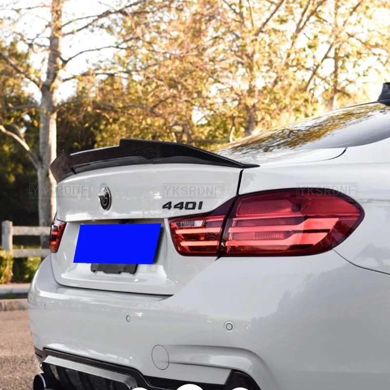 For BMW 4 Series F32 F33 F36 2014-2020 Carbon Fiber Rear Bumper Lip Trunk Spoiler MP M4 PSM Style Wing Tail Kit Gloss Black