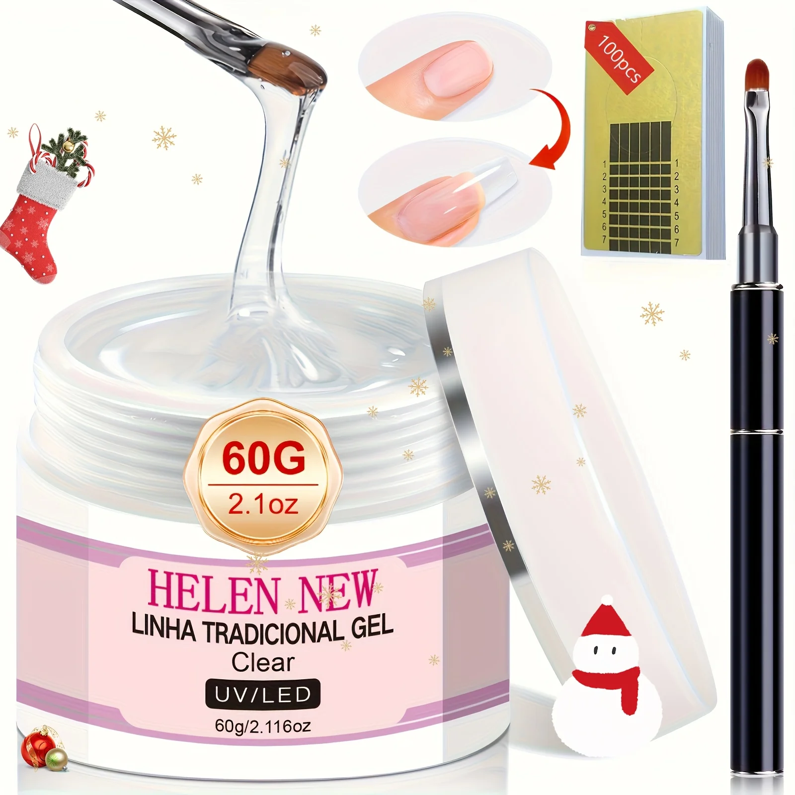 

Набор для наращивания ногтей, 60 г, включающий твердые гели, моделирующий гель, базовое и финишное покрытия, для использования с формами для наращивания.