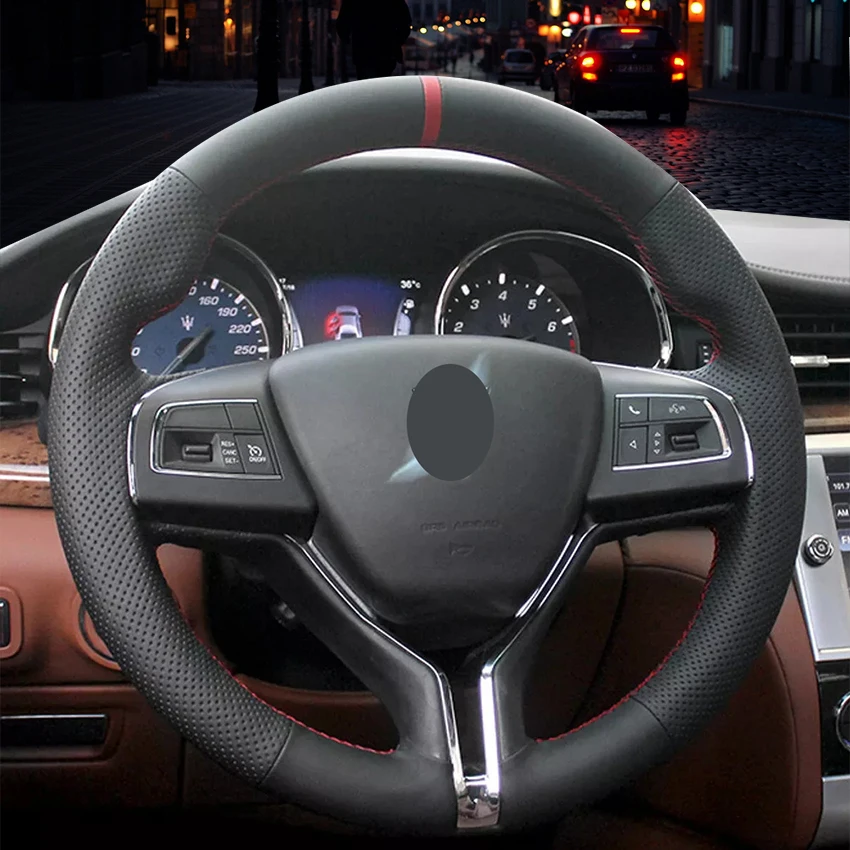 Genuine Nappa Leather Car Braid Steering Wheel Cover for Maserati Ghibli Levante Interior Cars Accessories Car-styling