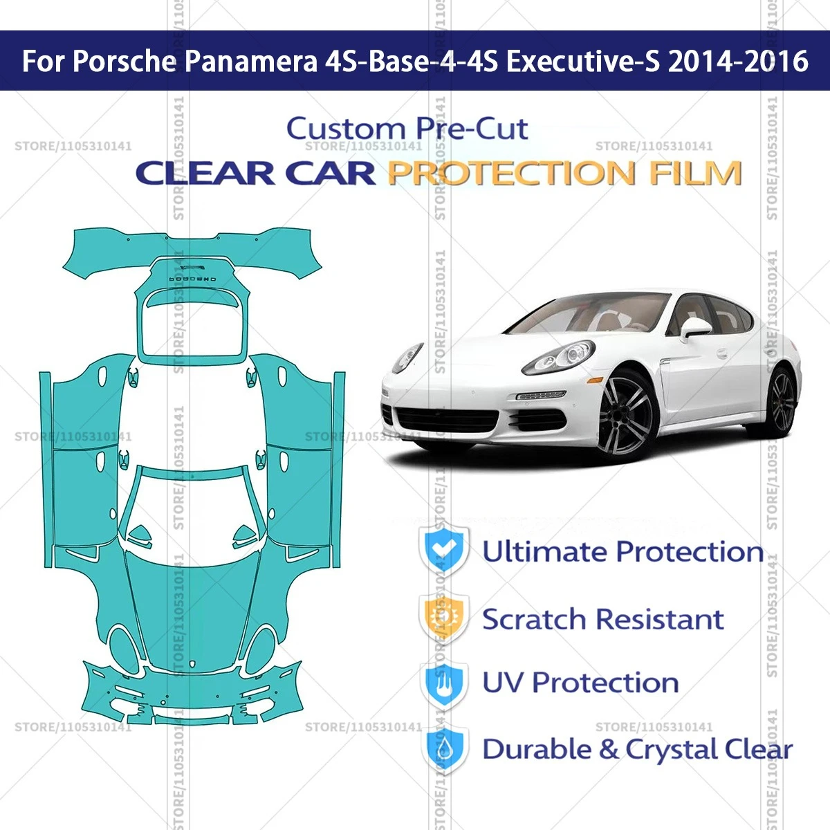 

For Porsche-Panamera-4S-Base-4-4S-Executive-S-2014-2016 Pre-Cut Paint Protection Film PPF Transparent Car Film Automotive PPF