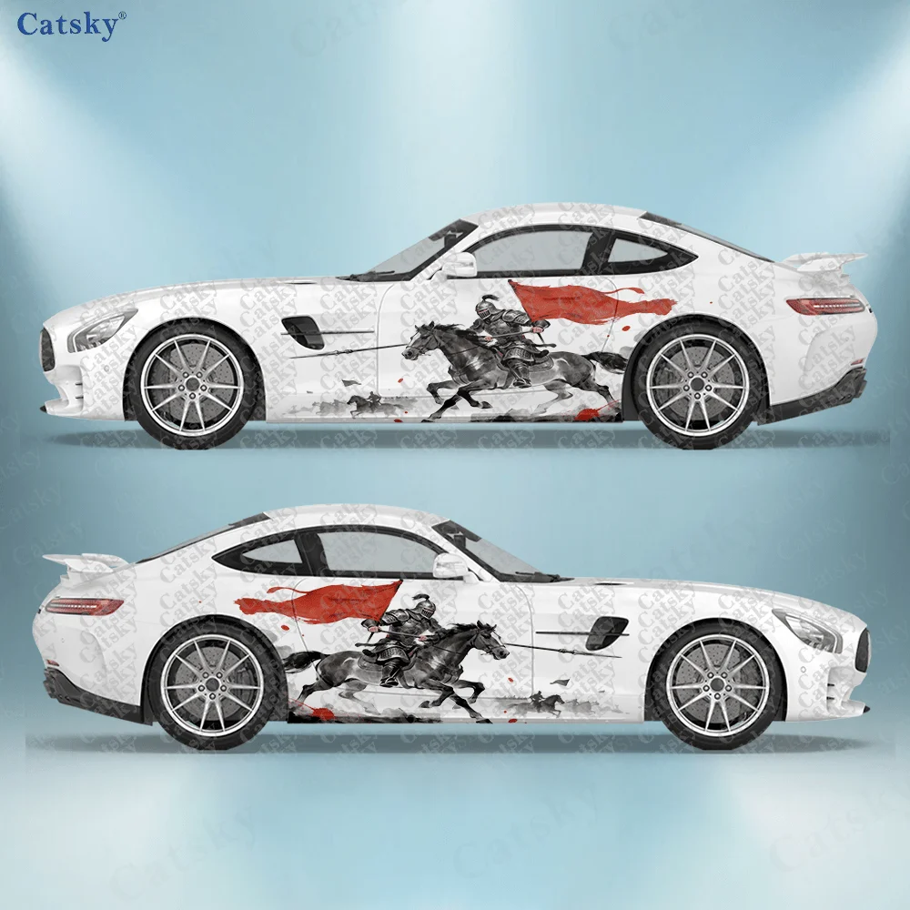 

2pcs Mighty Army & Horses Car Side Decals, Self-Adhesive PVC Waterproof & Scratch-Resistant Stickers, Fashionable Decals
