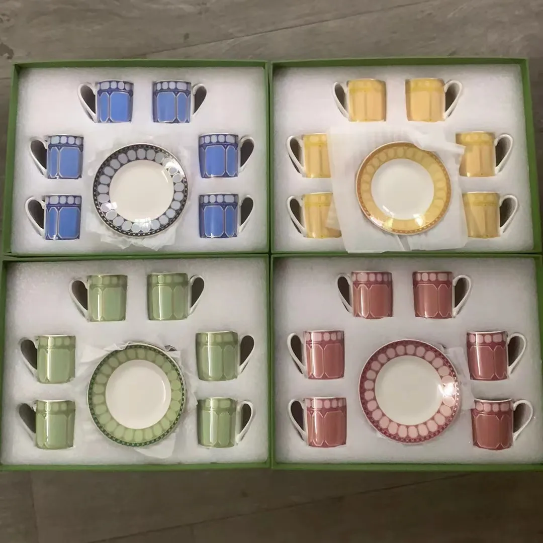 Swan Series Ceramic Tea Cups, Coffee Cups, and Plates Set, Cross-border Light Luxury Concentrated Dessert Cup Gift