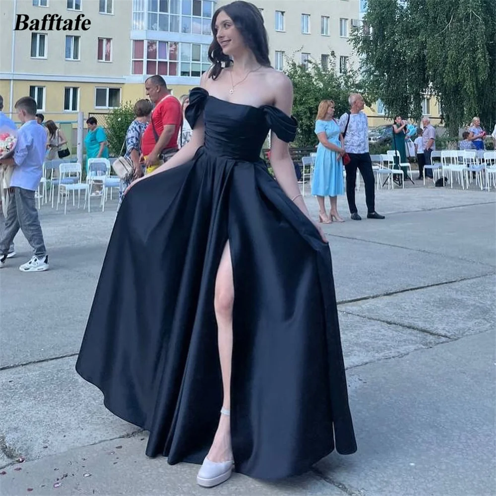 

Bafftafe A Line Satin Prom Dresses Customized Off The Shoulder Corset Back Women Formal Occasion Party Gowns Engagement Wear